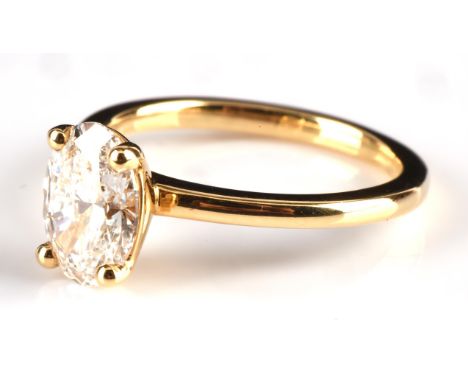† Ingle & Rhode Giocoso ring, set with a 1.50 carat oval cut lab grown diamond, with IGI certificate stating colour D and cla