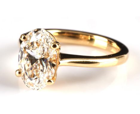 † Ingle & Rhode Amoroso ring, set with a 2.02 carat oval cut lab grown diamond, with GIA certificate stating colour E and cla