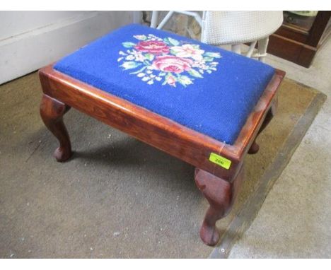 A reproduction tapestry topped foot stool 