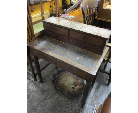 An early Victorian fluted legged, Carlton House style desk, 37" h x 32" w 