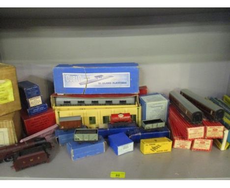A collection of 00 gauge railway items to include a cattle truck, an oil tank, engine and tender Duchess of Atholl (converted