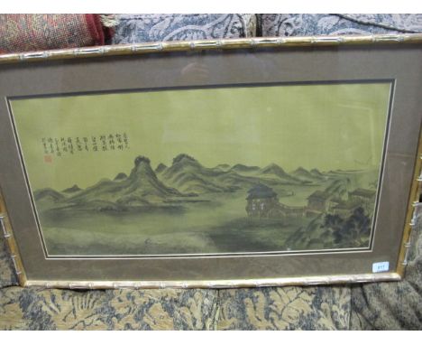 A PAIR OF CHINESE COLOURED PRINTS 
Mountain and Riverscapes
56cm x 95cm