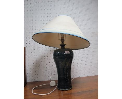 A LOUIS MULCHAY HANDMADE POTTERY TABLE LAMP of vase form
