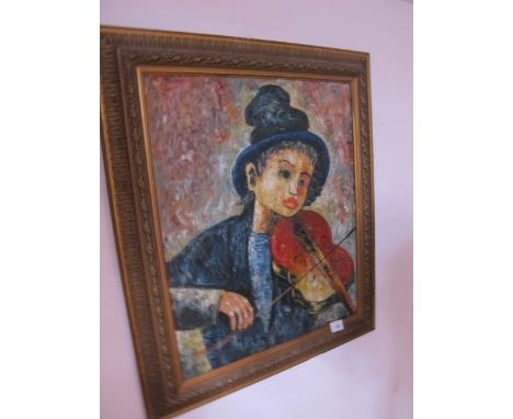 20TH CENTURY
Study of a Female Playing a Violin
Oil on Canvas
Indistinctly Signed Lower Left
60cm x 50cm