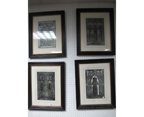 A SET OF FOUR BLACK AND WHITE PRINTS depicting famous stained glass windows