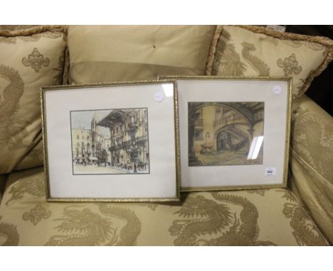 TWO FRAMED PRINTS 
"Street Scene" and "Interior Scene"
Both Bear Studio Stamp in the Margin
20cm x 24cm