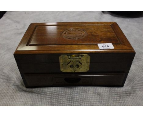 A MISCELLANEOUS COLLECTION to include a Chinese hardwood casket, pottery table lamp, studio glazed China dish etc