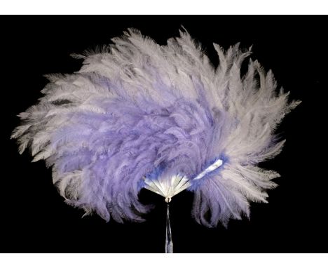 * Fan. An ostrich feather fan belonging to The Honourable Cecily Dunne, Duvelleroy, circa 1930s, large fan of blue ostrich fe