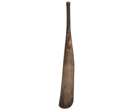 * Cricket Bat. A reproduction of an early 1750s' cricket bat, probably English, (?)20th century, made from solid willow with 