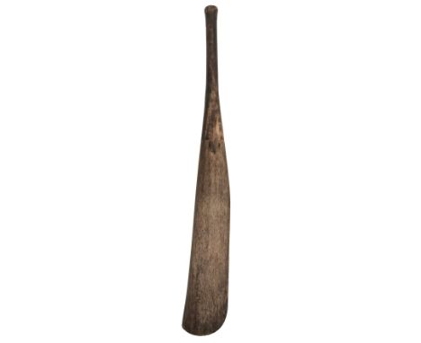 * Cricket Bat. A reproduction of an early 1750s' cricket bat, probably English, (?)20th century, made from solid willow with 