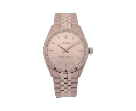 Rolex Oyster Perpetual 34 Reference: 1007Serial: 1997107Bezel: Engine-TurnedYear: 1969Case Material: Stainless SteelCase Diam
