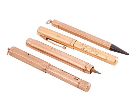 An 18ct gold Waterman's fountain pen, by Asprey, together with an additional 9ct gold Waterman's fountain pen, a Samson Morde