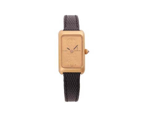 Corum 5 gram Ingot Wrist Watch Reference: 46300Serial: 358063Bezel: SmoothYear: circa 2000Case Material: ‘18K’Case Diameter: 