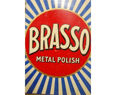 A framed woolwork; an advertising print for Nestle's milk and one other for Brasso; and a framed print (4)