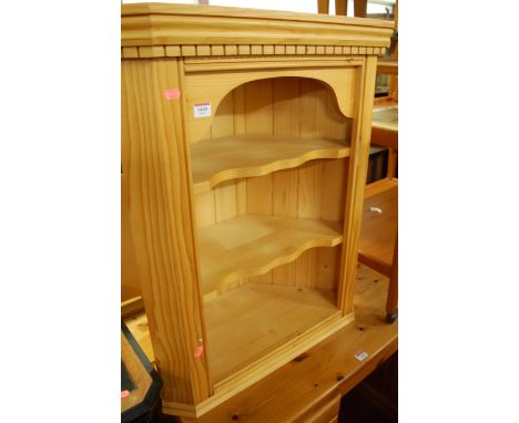 A modern pine open corner shelf