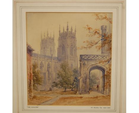 William James Boddy (act.1860-1890) - The Minster, watercolour, 23 x 20.5cm. Light fading and browning all over.Paper good.No