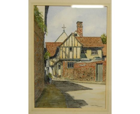 Anne Bologna - Curlew, lithograph, 20 x 14cm; and John Clibbon - Barn Street, Lavenham, ink and watercolour wash (2)