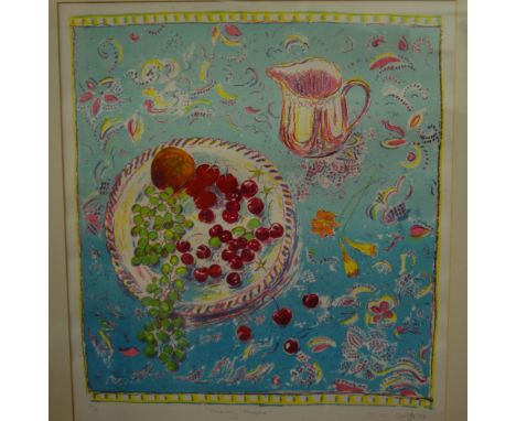 Michael Carlo - Pair; Moonrise and Sunset, prints, each signed in pencil to the margin; and D.L. Croft - Cherry ripe, artists