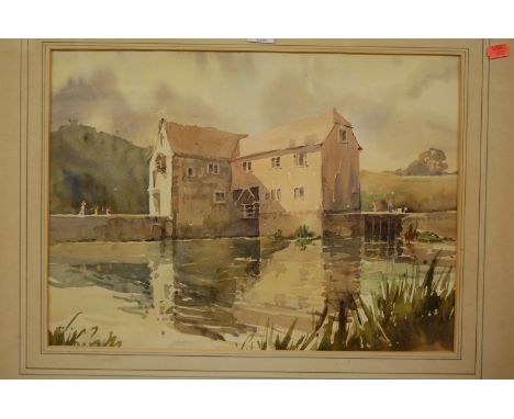 R. de Winton Aldwich - A Dorset mill, watercolour, 34 x 47cm; and one other 20th century school - Farmhand at work, watercolo