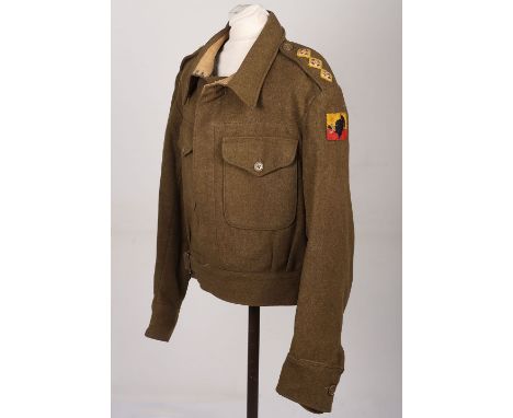 Rare WW2 British No1 Armoured Replacement Group C.M.F / Royal Armoured Corps Officers Battle Dress Blouse, fine example of an