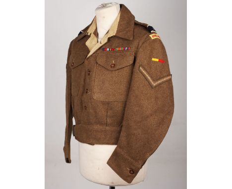 WW2 25th Dragoons Royal Armoured Corps Battle Dress Blouse, good example with button front, embroidered Royal Armoured Corps 
