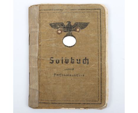 WW2 German Army Soldbuch Signals Unit, well used German army soldbuch with defaced uniform photograph to the inside front cov