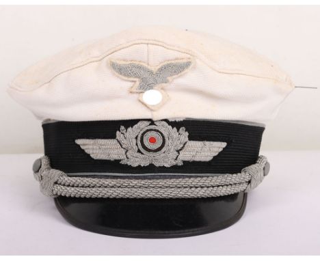 WW2 German Luftwaffe Summer Pattern Officers Peaked Cap, fine example of the special pattern peaked cap issued for Luftwaffe 