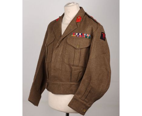 British Colonels Battle Dress Blouse, being a fine tailored 1949 pattern battle dress blouse with kings crown rank insignia t