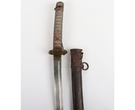 WW2 Japanese NCO’s Sword Katana, regulation blade 66.8cms cut with a single hi and stamped 130960, regulation painted alumini