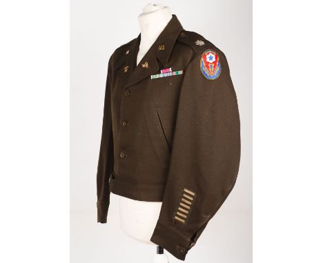 Scarce WW2 British Made London Base Command Quartermaster Corps Battle Dress Blouse, fine example of the American style short
