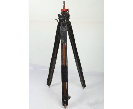 WW2 German Field Optics Tripod, being wooden three leg tripod with metal casing and metal fixing mount. Good condition overal