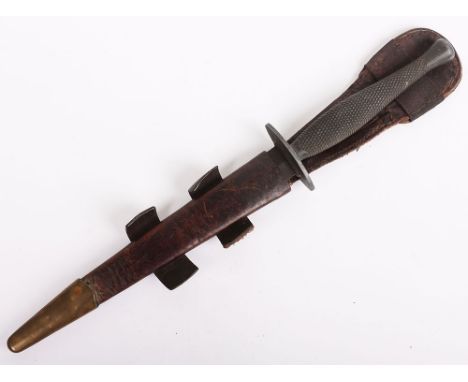 Scarce WW2 Canadian Parkerised Stiletto Fighting Knife, as used by the 1st Canadian Parachute Battalion, one piece alloy grip