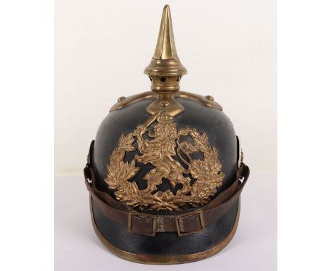 Rare Imperial German Hesse Other Ranks Pickelhaube with Regimental Markings for Infantry Regiment Nr 115 and Reserve Infantry