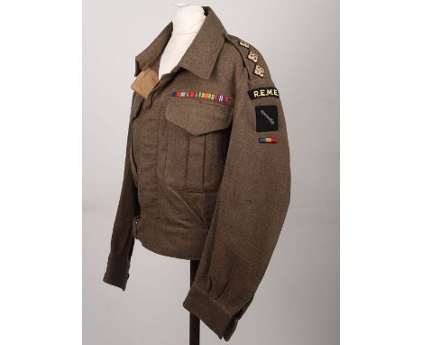 WW2 7th Indian Infantry Division REME Battle Dress Blouse, interesting Australian war aid battle dress blouse with embroidere