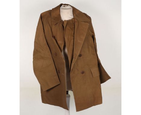Scarce WW2 British 1st Pattern Dispatch Riders Overcoat, constructed from waterproof rubberised material, button front with t