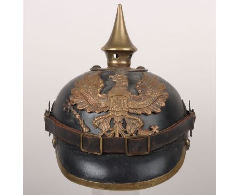 Imperial German Prussian Other Ranks Pickelhaube, good untouched example of a other ranks pickelhaube with fibre body, leathe