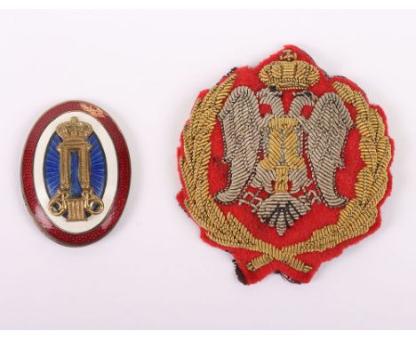 WW2 Yugoslavian Officers Cap Badge, fine example of a bullion embroidered officers cap badge in gold and silver wire thread o