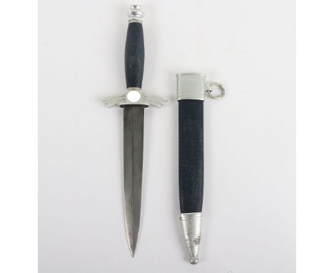 Third Reich NSFK Flyers Knife Dagger by F&A Helbig, good example with aluminium fittings and blue leather covering to the gri
