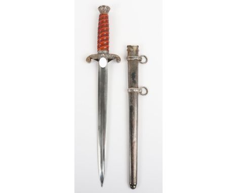 WW2 German Army Officers Dress Dagger by Carl Eickhorn, Solingen, good example with deep orange celluloid grip, pommel top wi