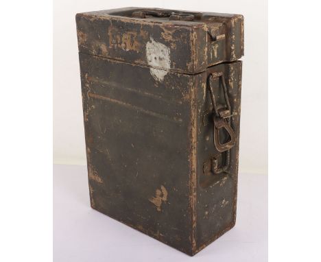 WW2 German 2cm Flak Ammunition Magazine Case with Both Magazines, Very good condition. Dark green overpainted tan case. Insid