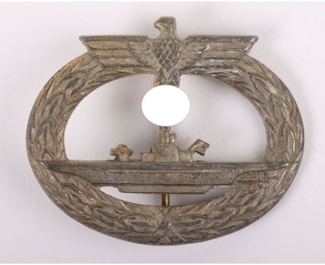 WW2 German Kriegsmarine U-Boat War Badge by Alois Rettenmaier, Schwäbisch-Gmünd, Zinc construction with soldered on set up. U