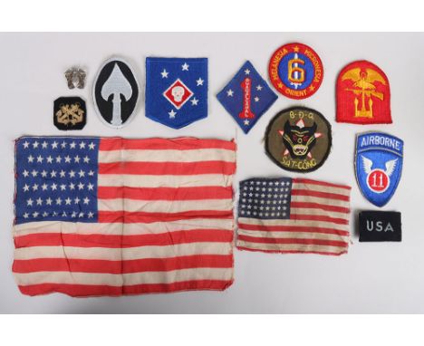Grouping of American Military Patches, including Marine Raiders arm patch, OSS (Office of Strategic Services), wartime foreig