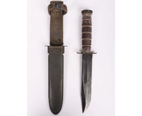 WW2 USN Mk2 Fighting Knife, blade by Cammillus, NY, in its USN MkII scabbard. Generally good example. 