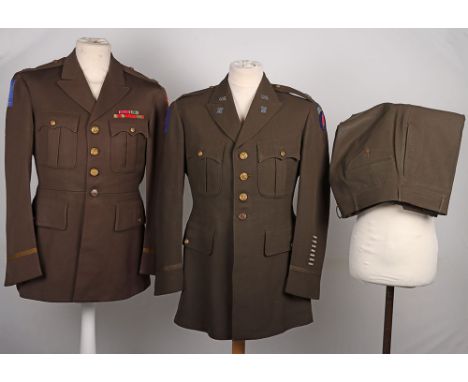 WW2 American London Base Command Officers Uniform Grouping of Major Katz, being a fine quality officers four pocket tunic wit