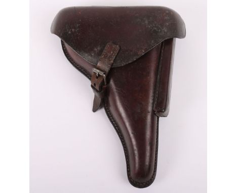 1937 Dated German Military Issue P08 Luger Pistol Holster, very nice example of a brown leather hard shell pistol holster for