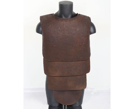 Battlefield Recovered WW1 German Trench Body Armour (Sappenpanzer), complete body armour with the three lower plates. Breast 