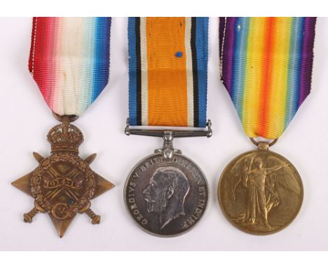 Great War 1914-15 Star Medal Trio to Recipient Serving in the 1st Battalion Hampshire Regiment, 1914-15 Star Medal, British W