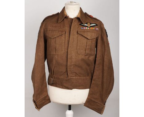 WW2 British Glider Pilots Battle Dress Blouse, good worn example of a 1937 pattern BD with concealed button front (most butto