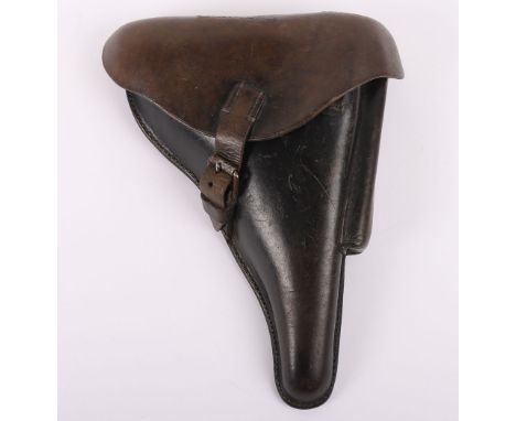 Scarce Pre-Third Reich 1934 Dated P08 Luger Pistol Holster, dyed brown leather hard shell pistol holster with securing strap 