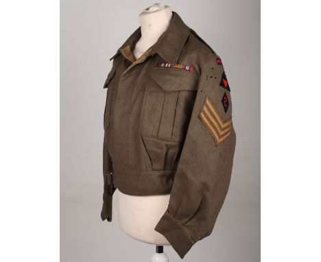 WW2 British 12th Field Regiment / 17th Medium Regiment Royal Artillery Battle Dress Blouse, interesting war aid Australian ma